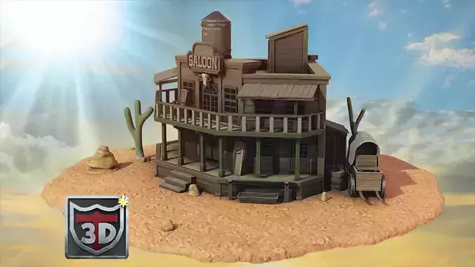 Blender to Unreal Engine  Wild West Environment 3D model