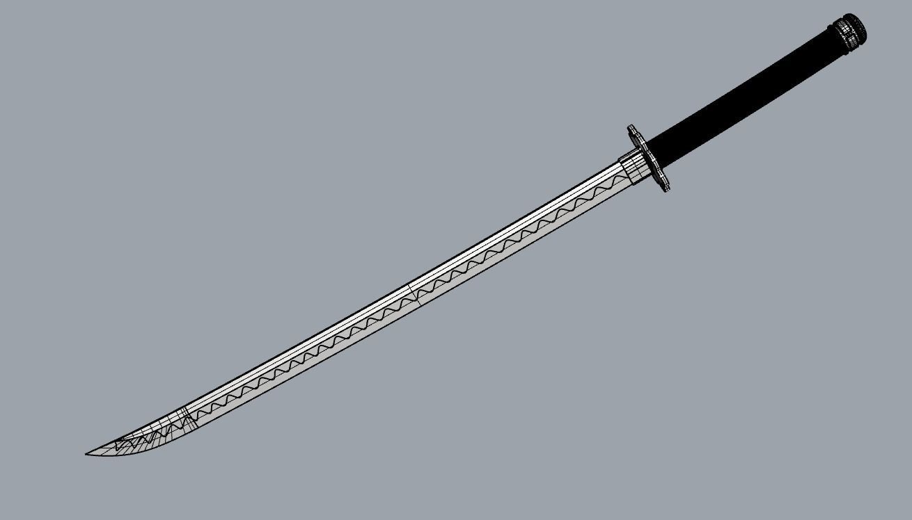 Shusui samurai sword 3D print model_12