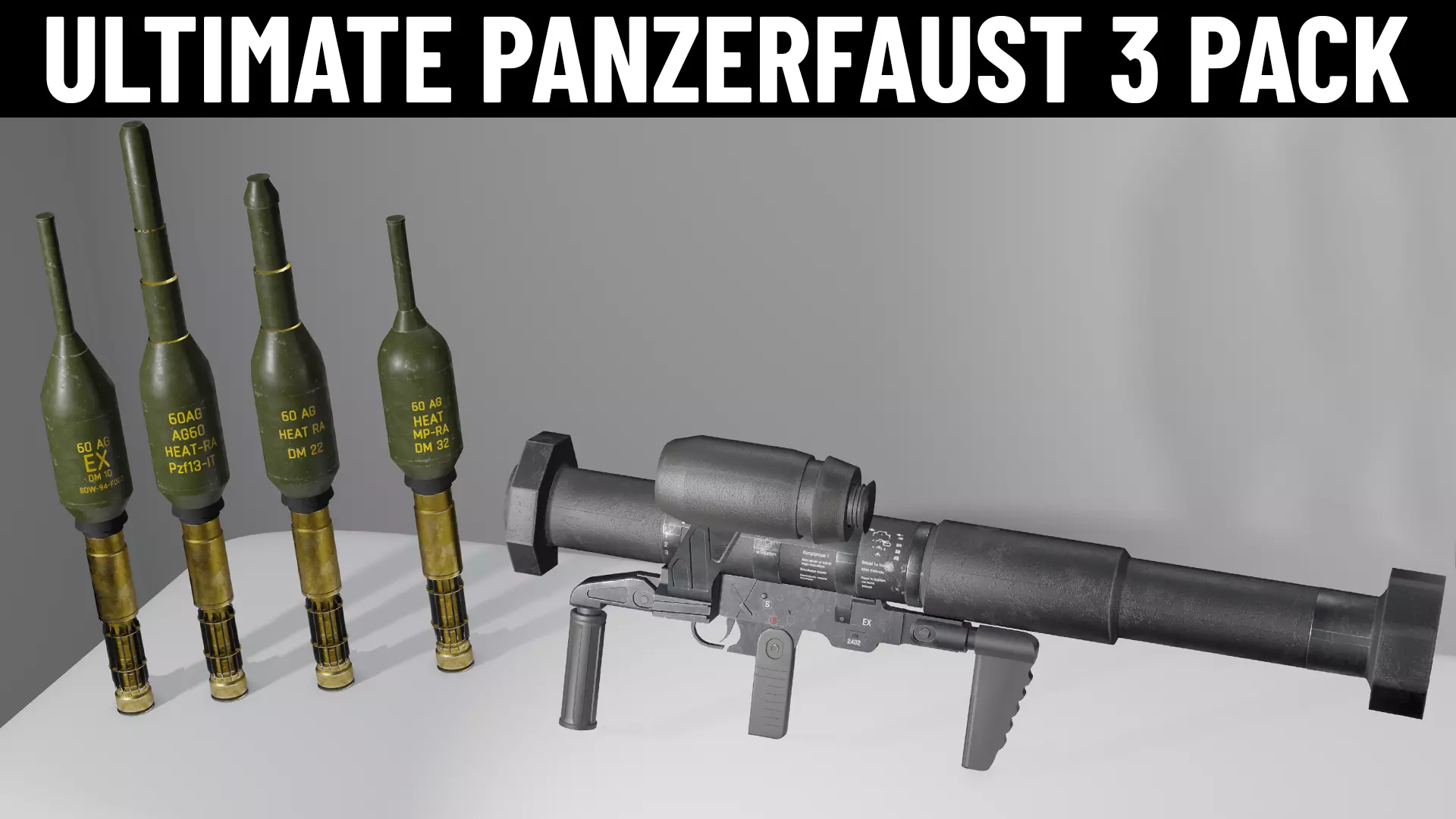 Ultimate Panzerfaust 3 Rocket Launcher Pack Low-poly 3D model_0