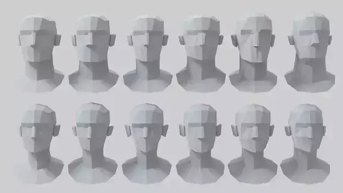 Lowpoly Head polygonal human heads 3D model