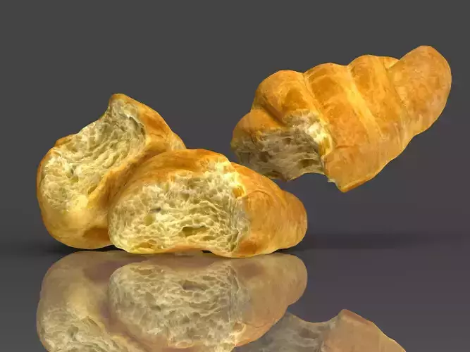 Croissant haft Low-poly 3D model