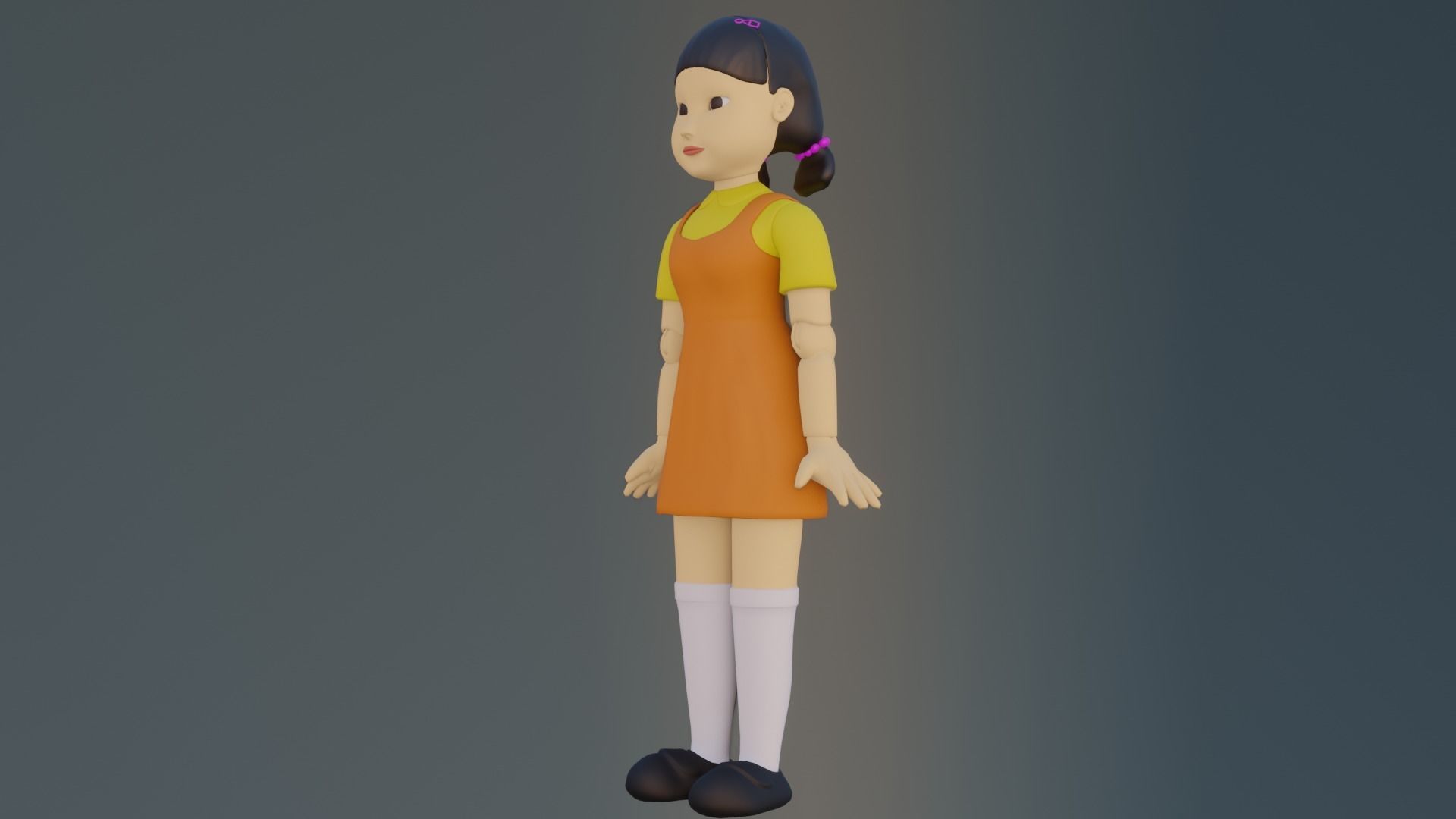 squid game doll Low-poly 3D model_1