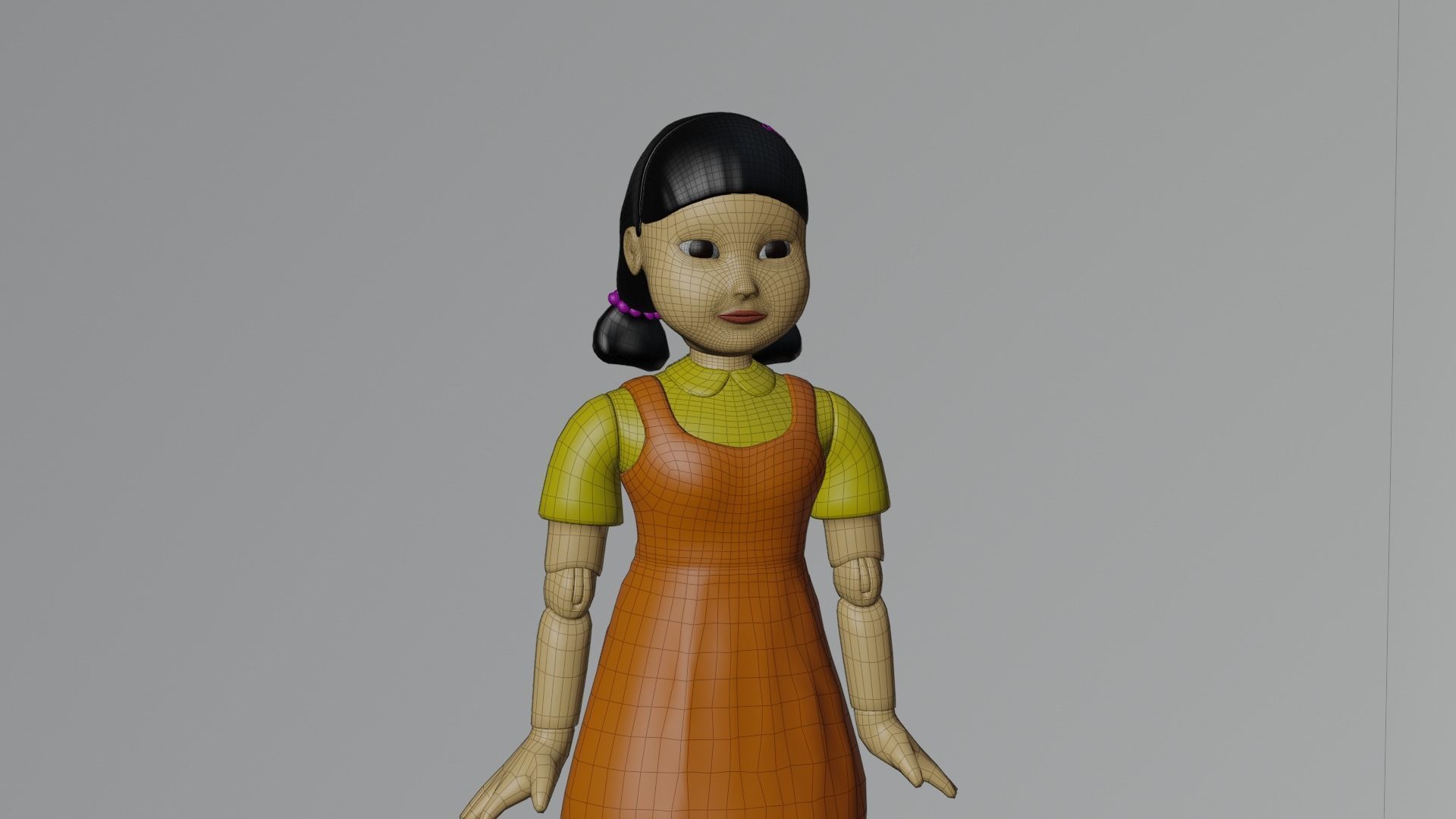 squid game doll Low-poly 3D model_7