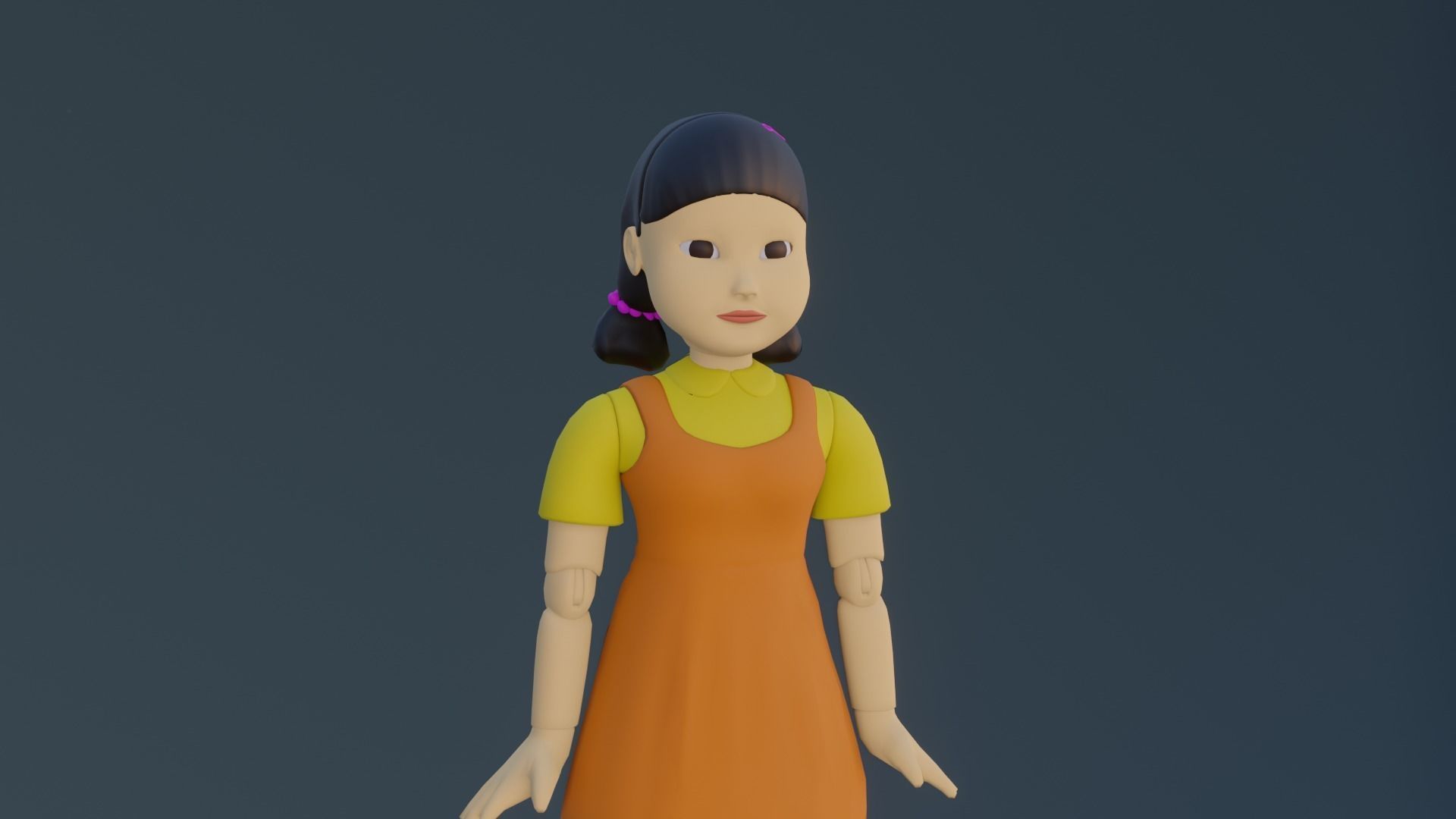 squid game doll Low-poly 3D model_5