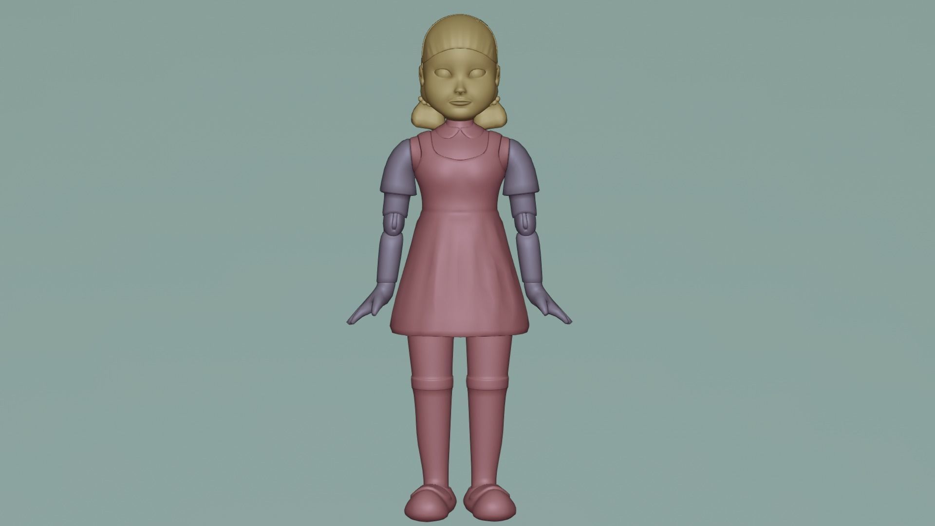 squid game doll Low-poly 3D model_10