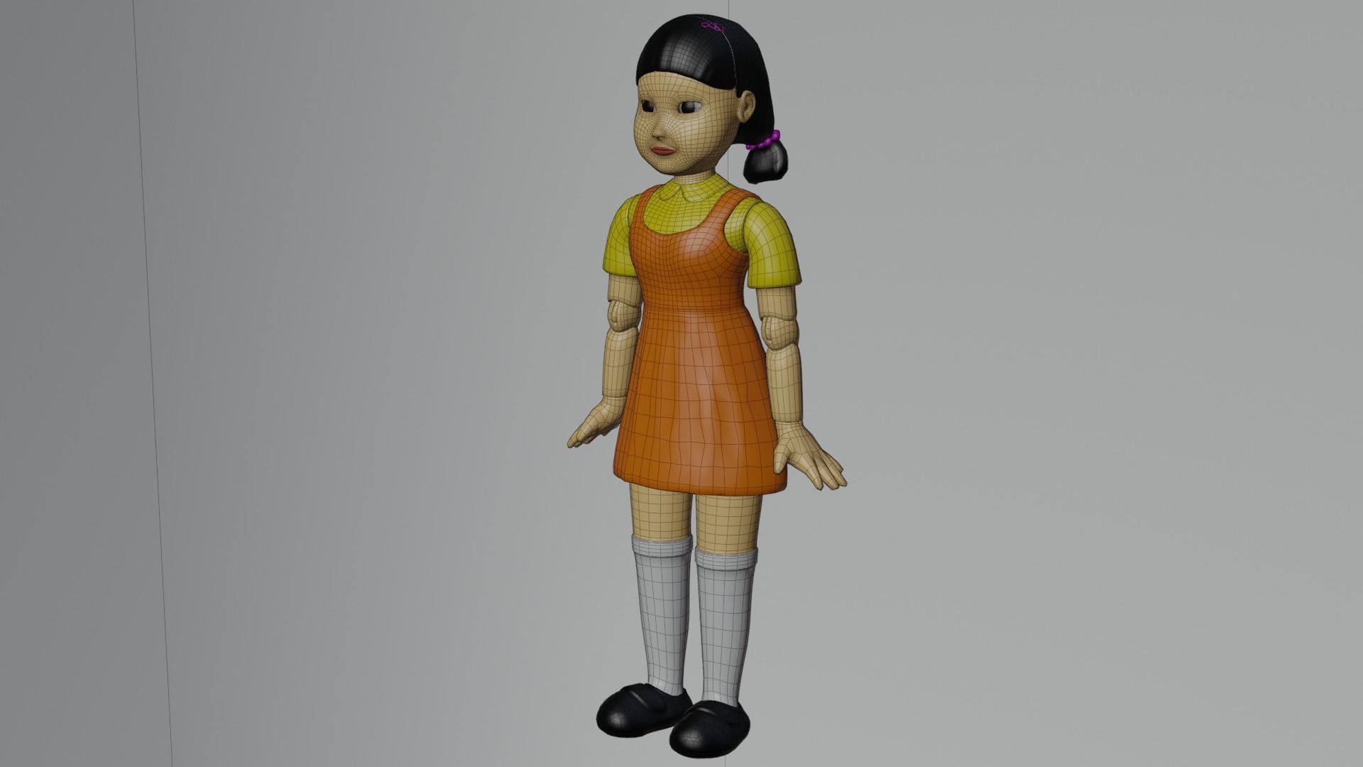 squid game doll Low-poly 3D model_8