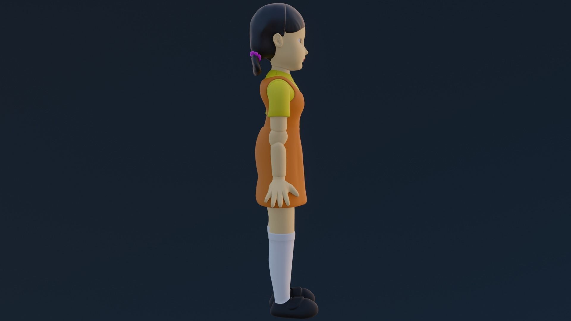 squid game doll Low-poly 3D model_4