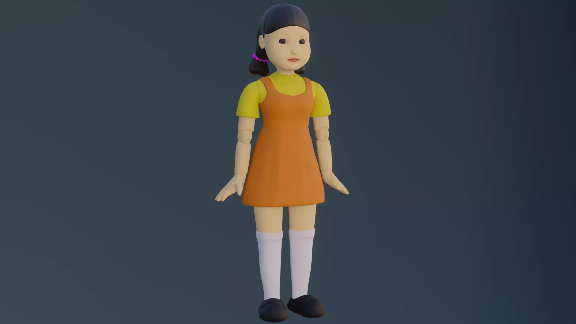 squid game doll Low-poly 3D model_0