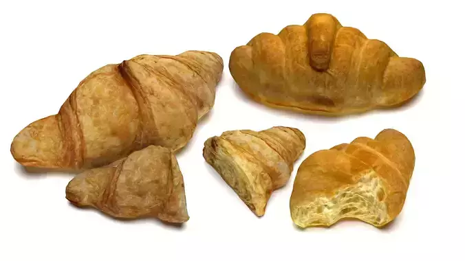 Croissant 5 Picecs  3D Model Collection