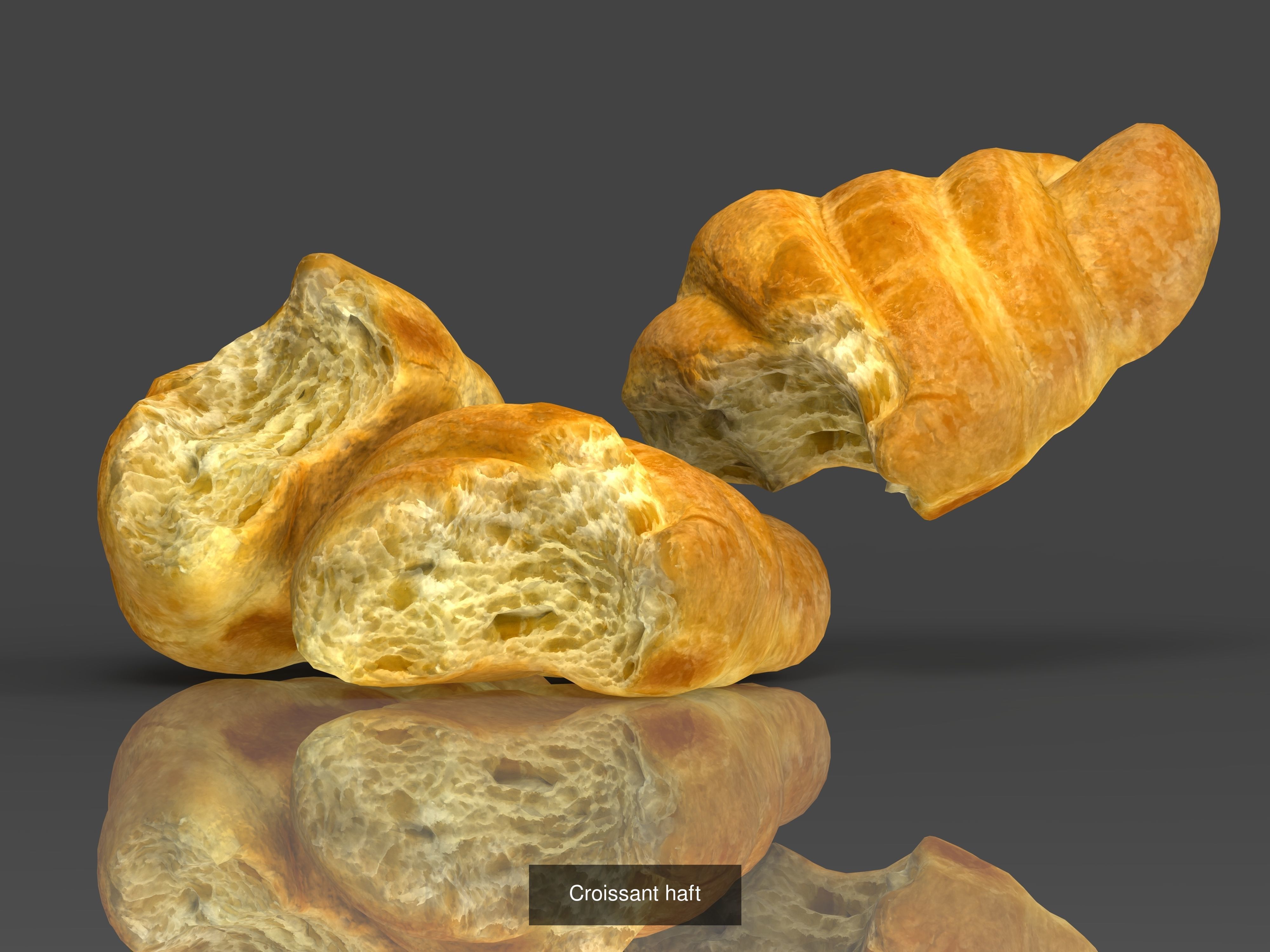 Croissant 5 Picecs  3D Model Collection_4