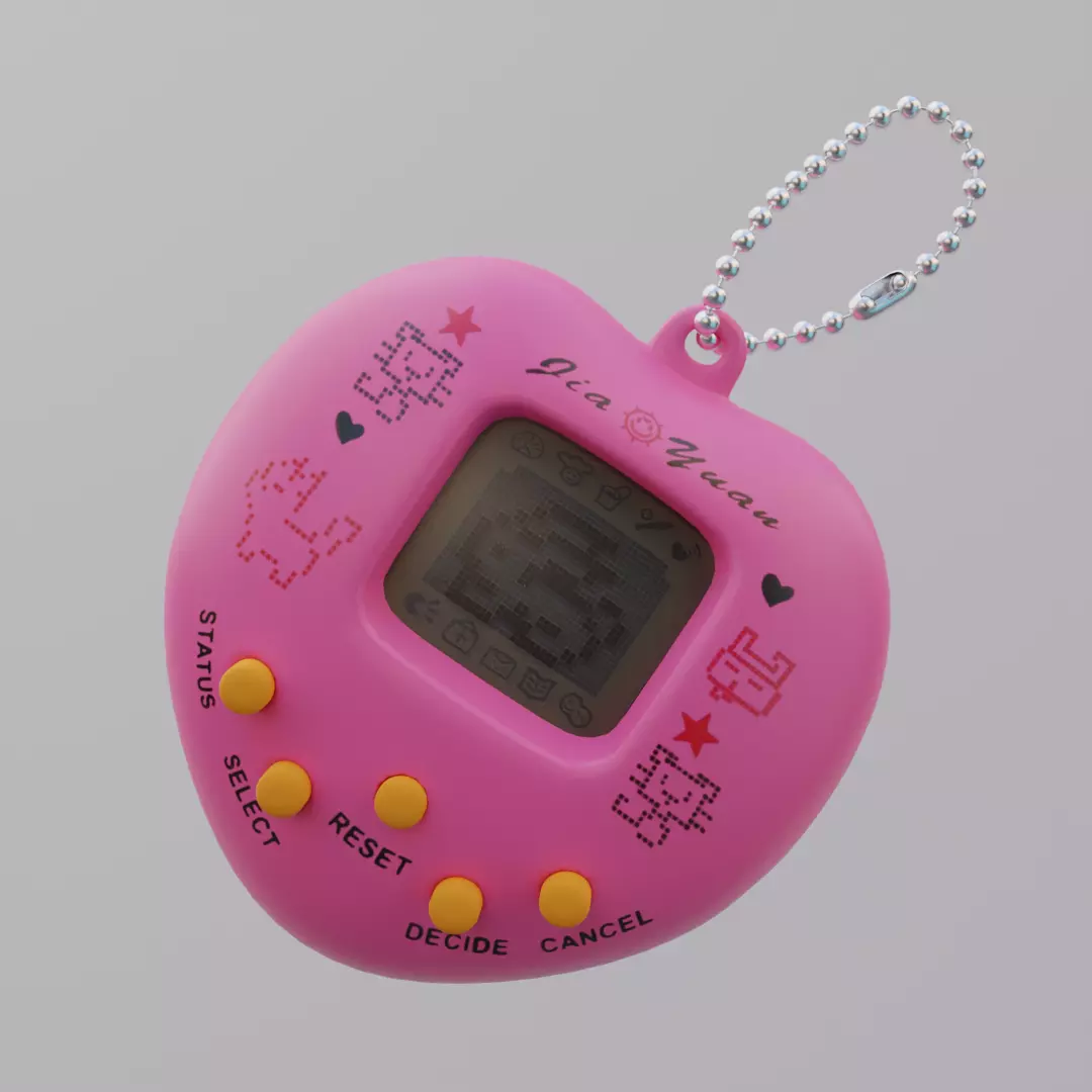 Tamagochi Pink Handheld Toy Low-poly 3D model_0