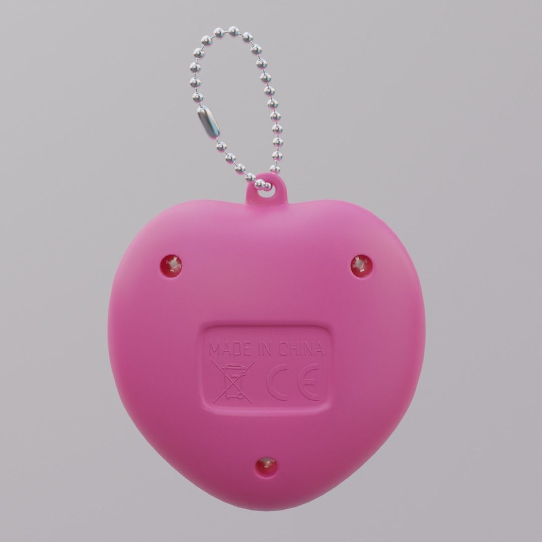 Tamagochi Pink Handheld Toy Low-poly 3D model_3