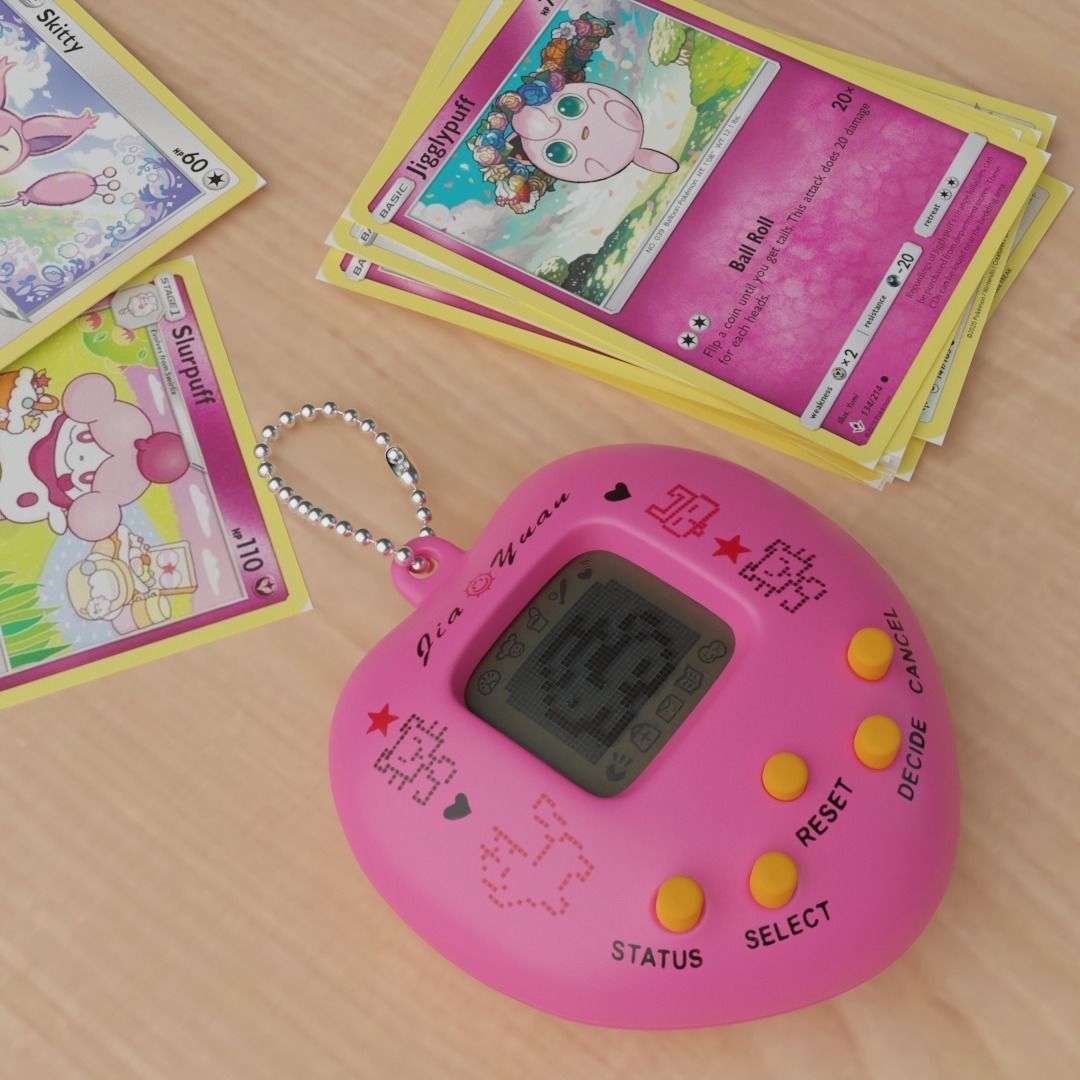 Tamagochi Pink Handheld Toy Low-poly 3D model_1