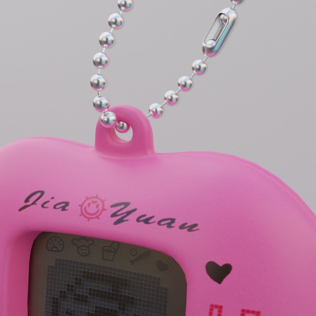 Tamagochi Pink Handheld Toy Low-poly 3D model_4