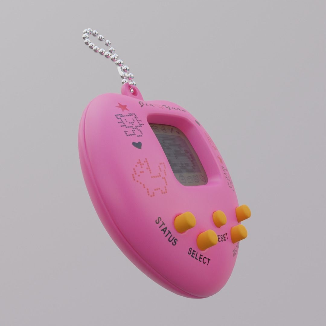 Tamagochi Pink Handheld Toy Low-poly 3D model_5