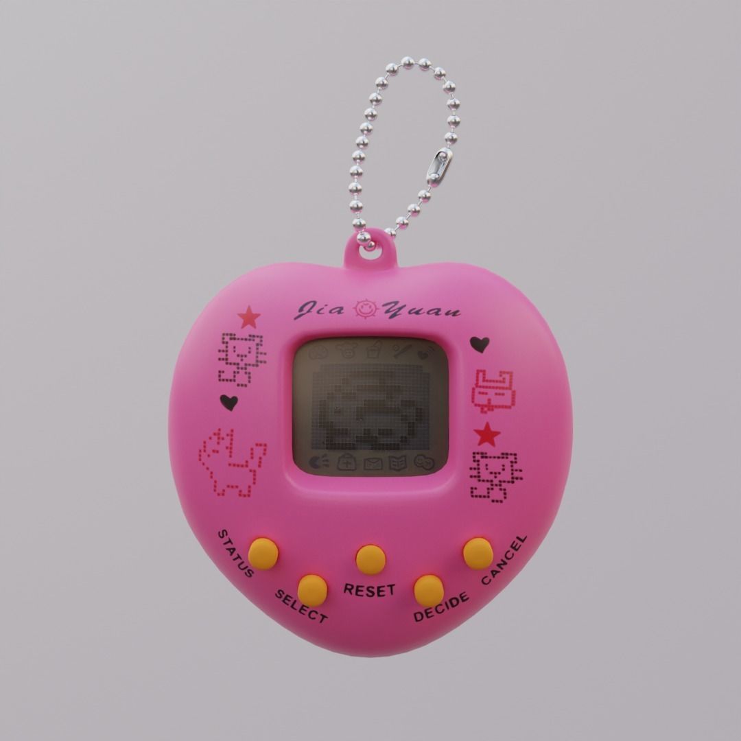 Tamagochi Pink Handheld Toy Low-poly 3D model_2