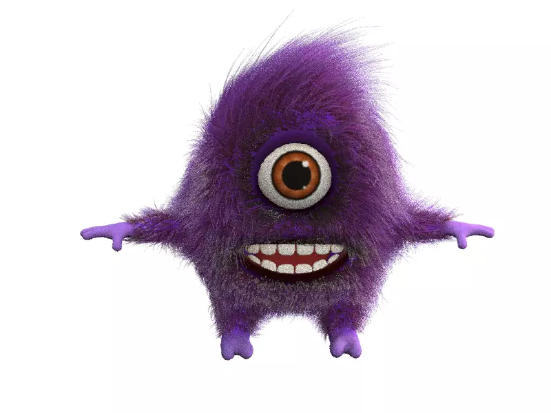 cartoon monster Low-poly 3D model_0