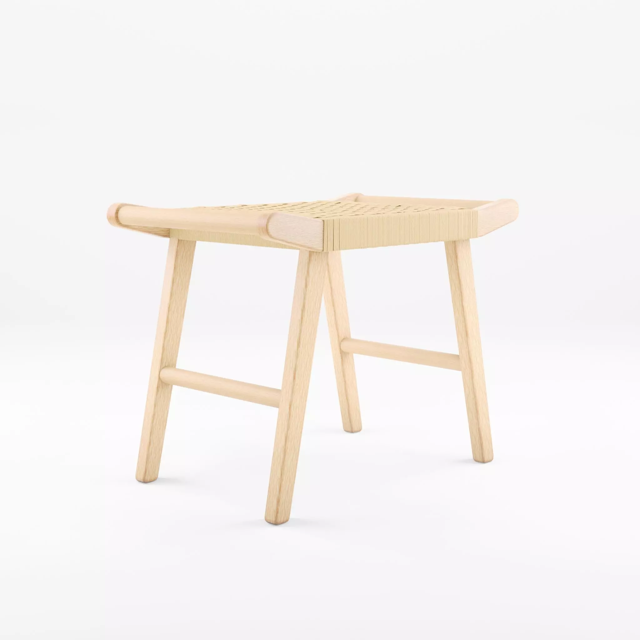 3D Model of a sturdy wooden stool with a seat Low-poly 3D model_0