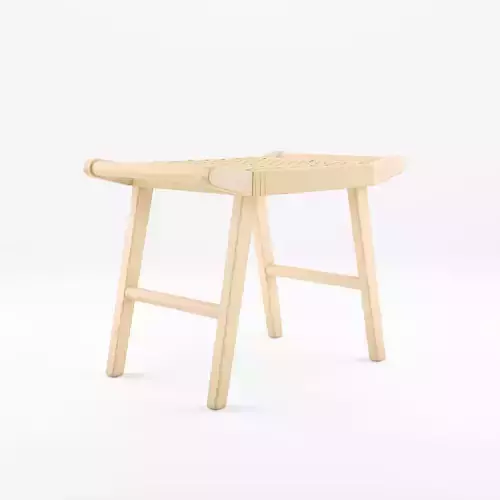 3D Model of a sturdy wooden stool with a seat