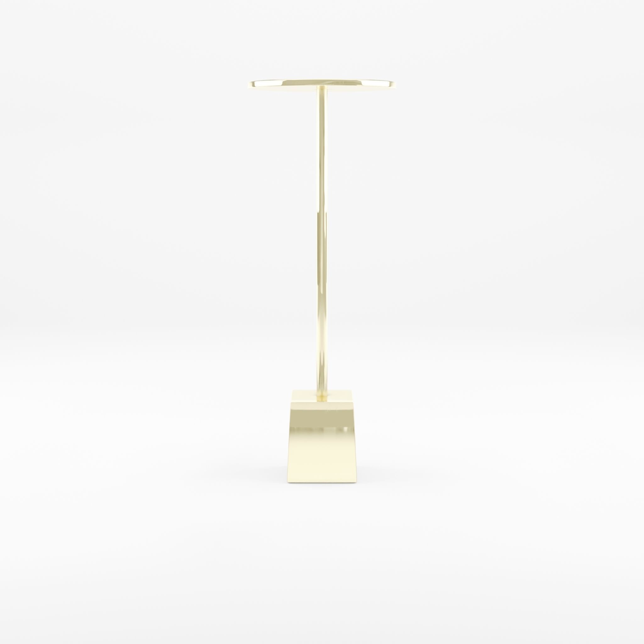 3D Model of a side table in metal with a round table top Low-poly 3D model_1