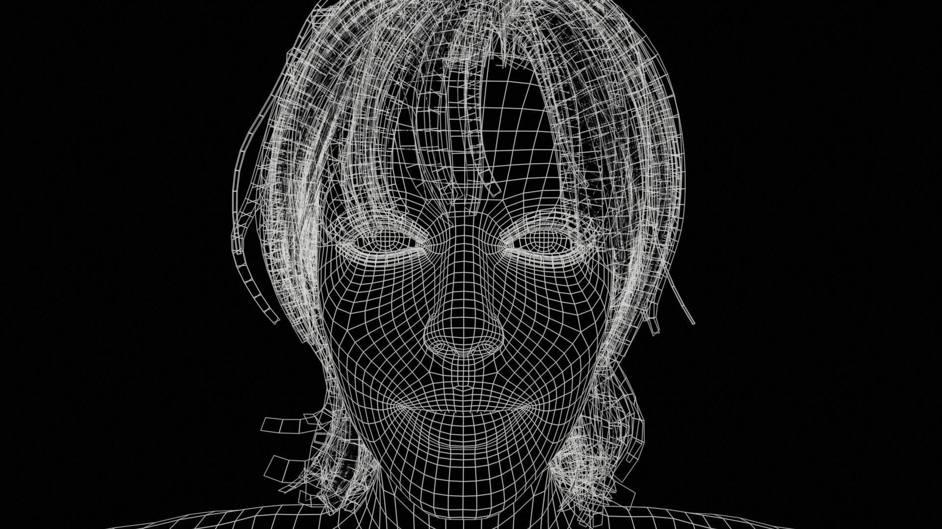 Realistic Girl naked woman Low-poly 3D model_39