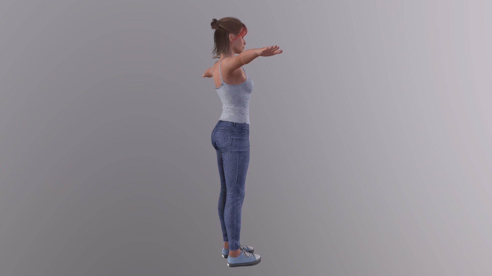 Realistic Girl naked woman Low-poly 3D model_24