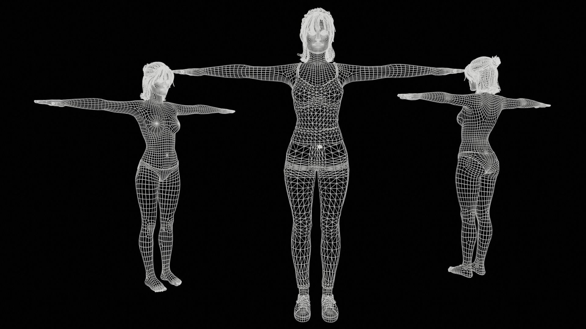 Realistic Girl naked woman Low-poly 3D model_29