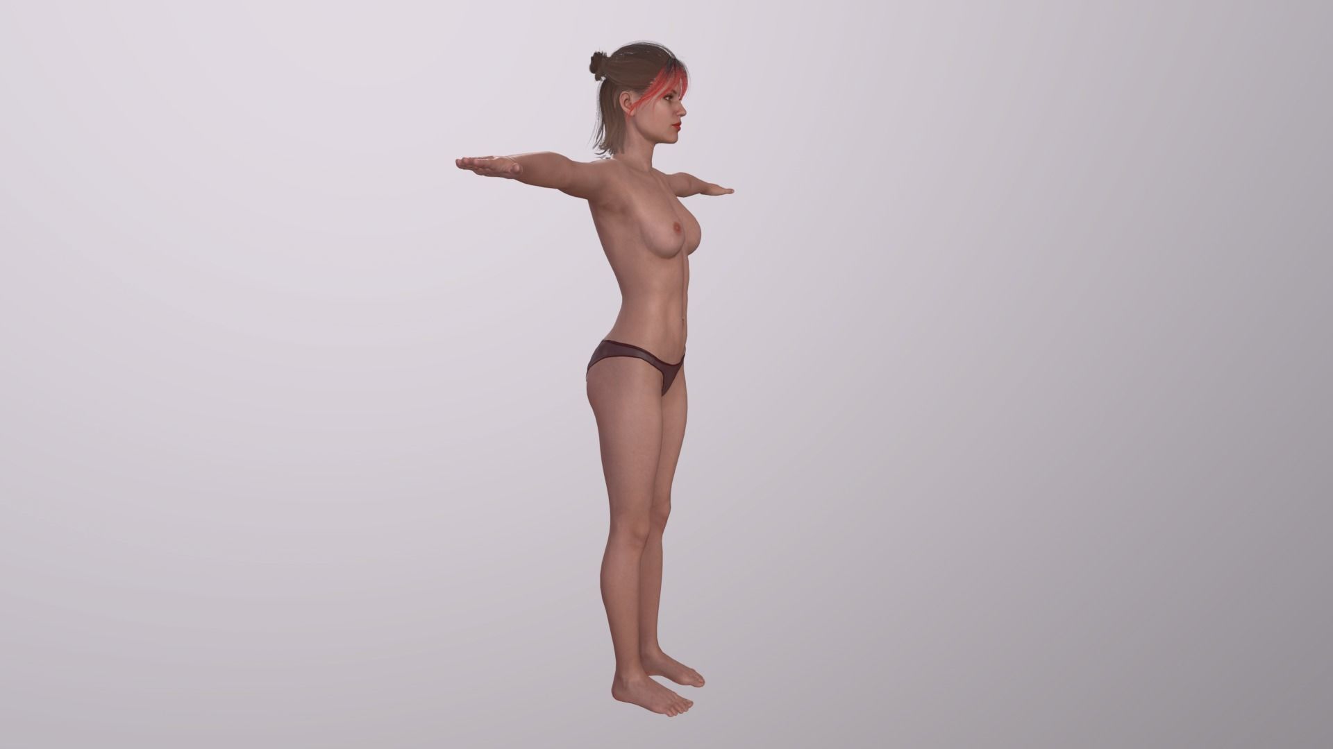 Realistic Girl naked woman Low-poly 3D model_15