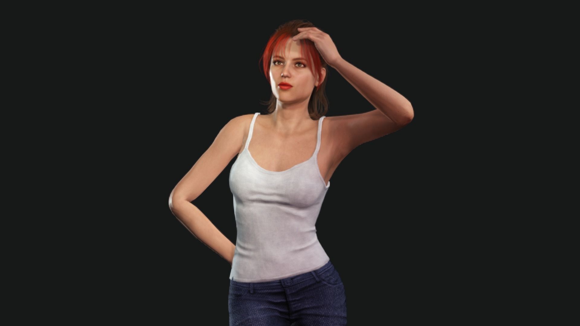Realistic Girl naked woman Low-poly 3D model_3