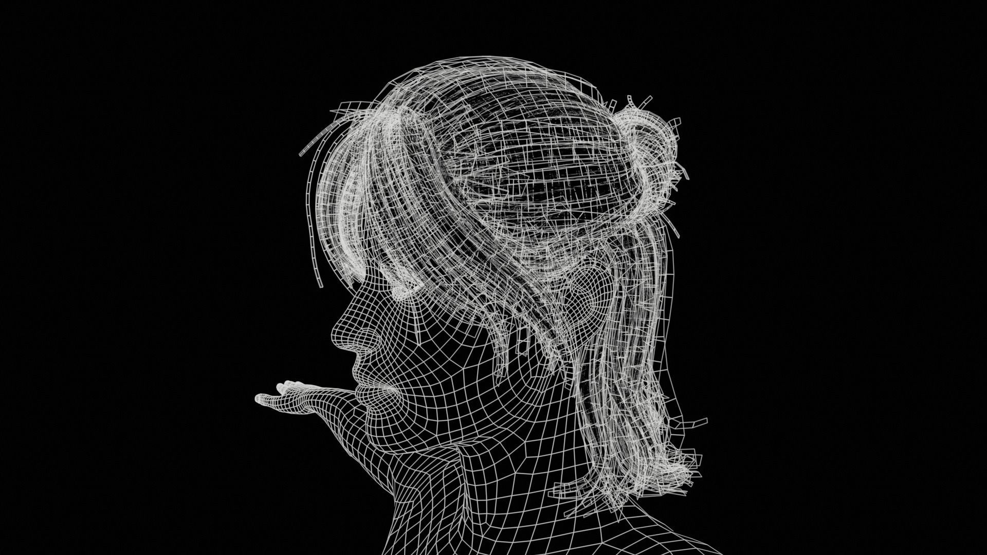 Realistic Girl naked woman Low-poly 3D model_40