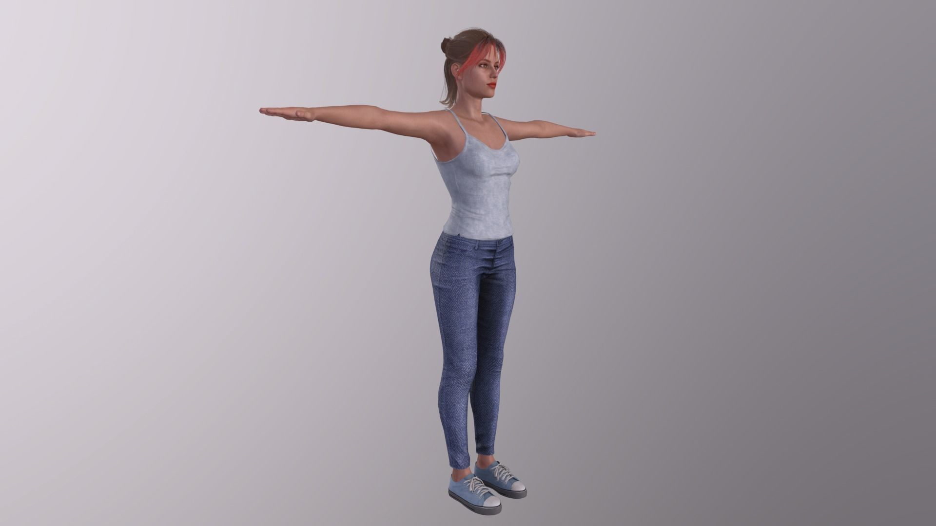 Realistic Girl naked woman Low-poly 3D model_8