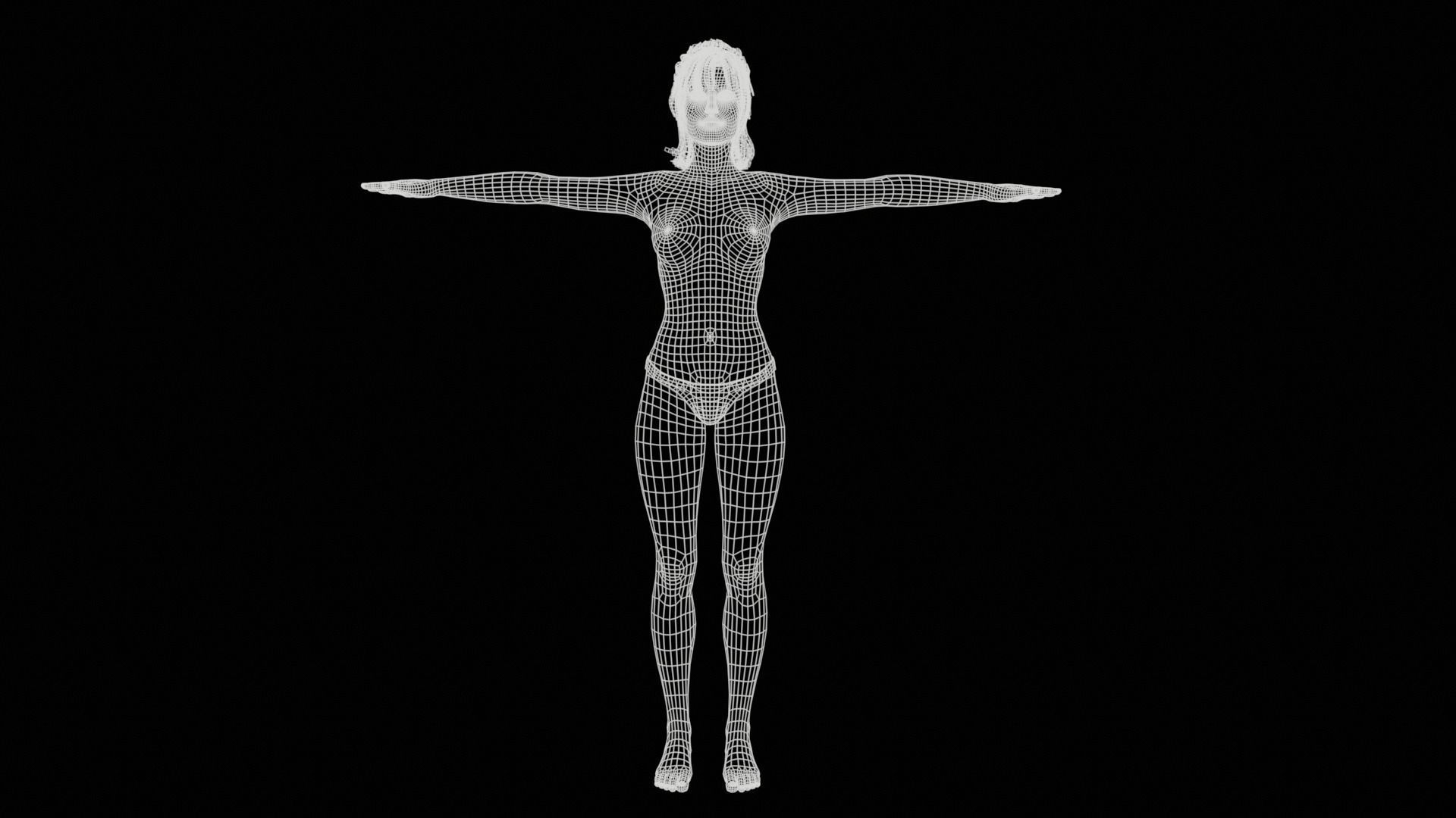 Realistic Girl naked woman Low-poly 3D model_30