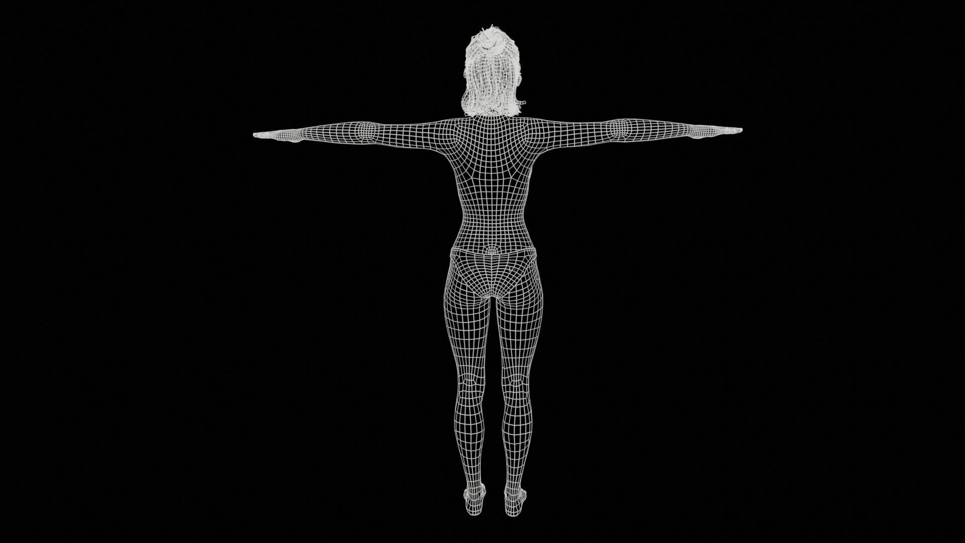 Realistic Girl naked woman Low-poly 3D model_35