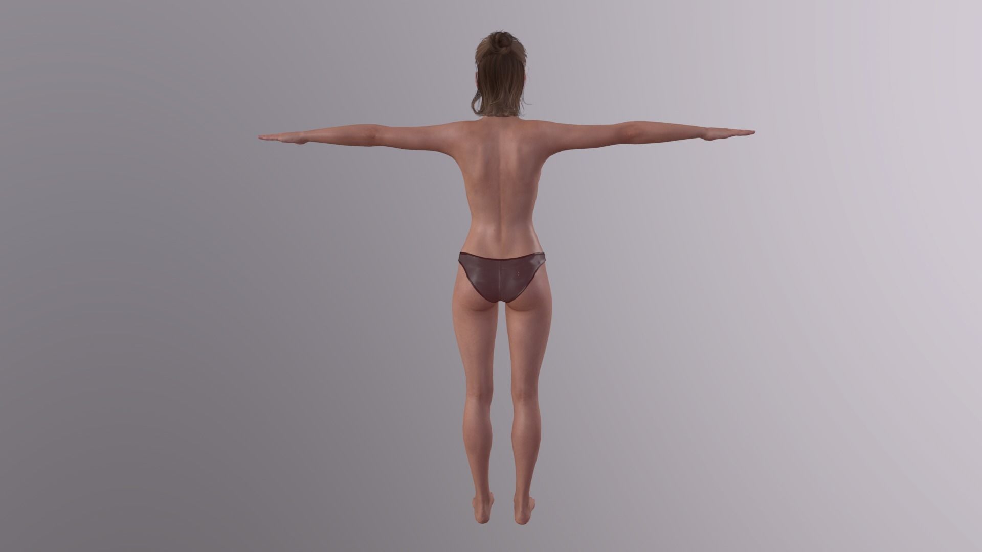 Realistic Girl naked woman Low-poly 3D model_13