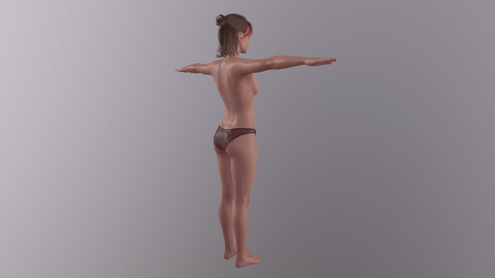 Realistic Girl naked woman Low-poly 3D model_14
