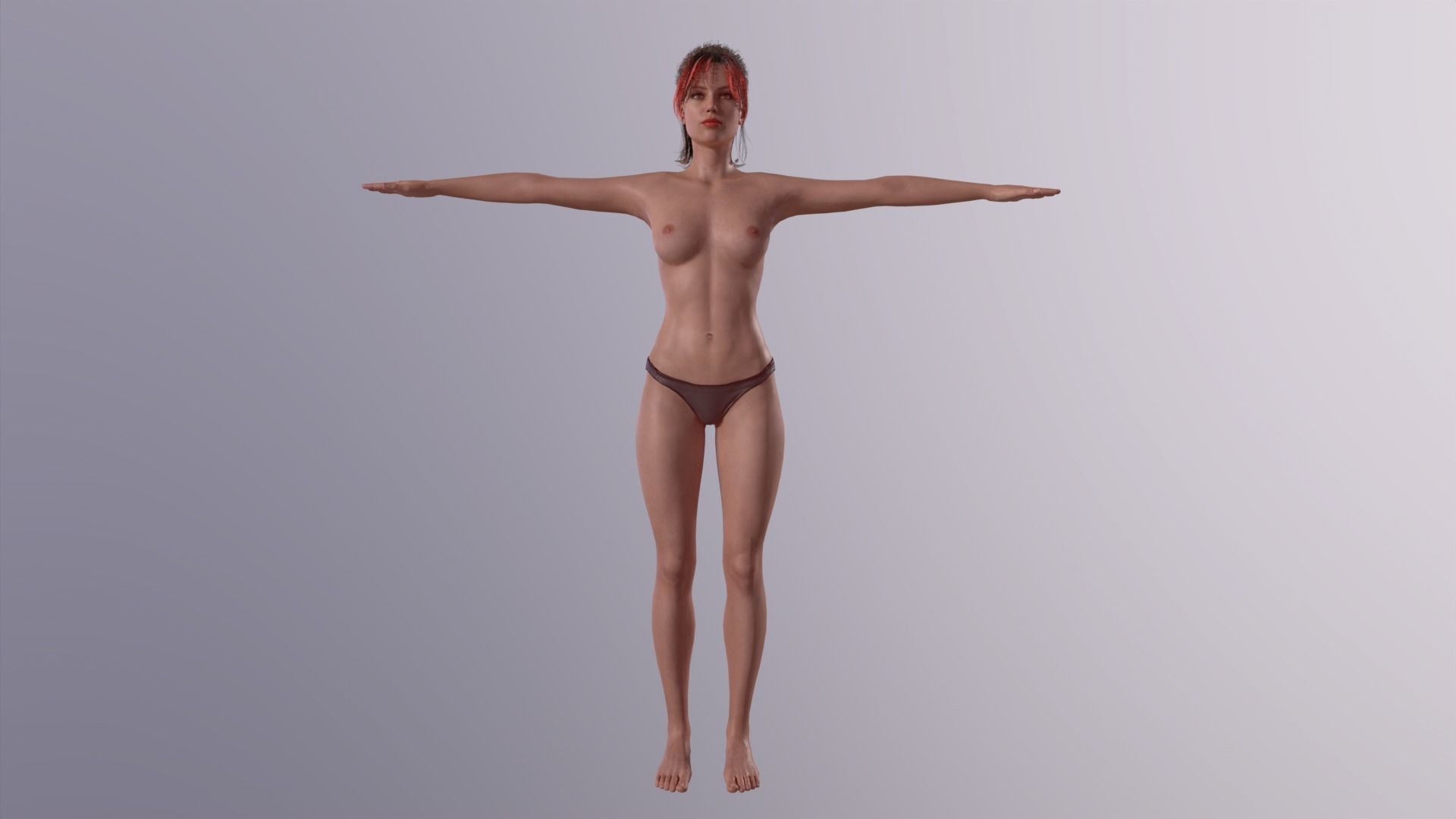 Realistic Girl naked woman Low-poly 3D model_6