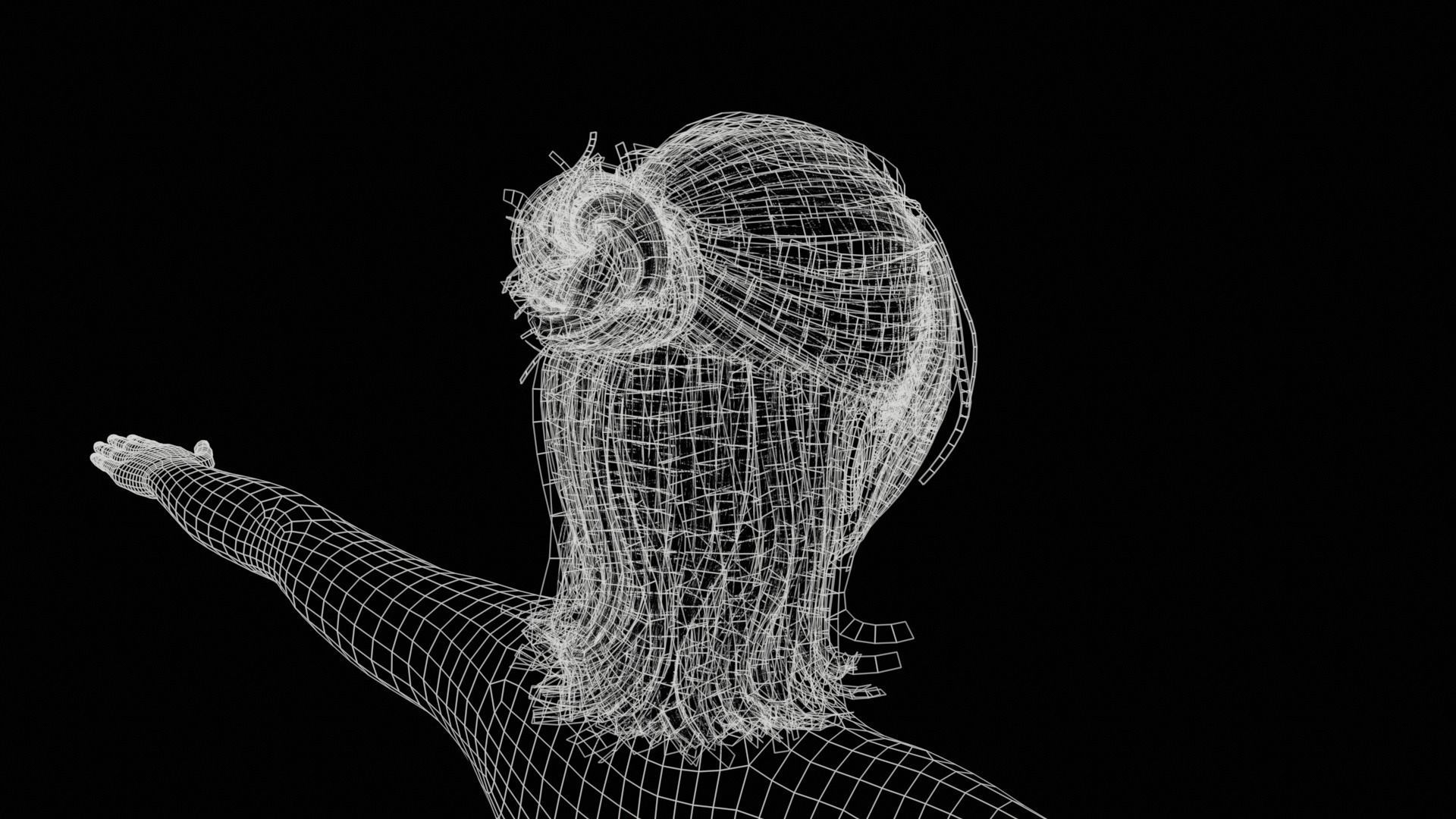 Realistic Girl naked woman Low-poly 3D model_41