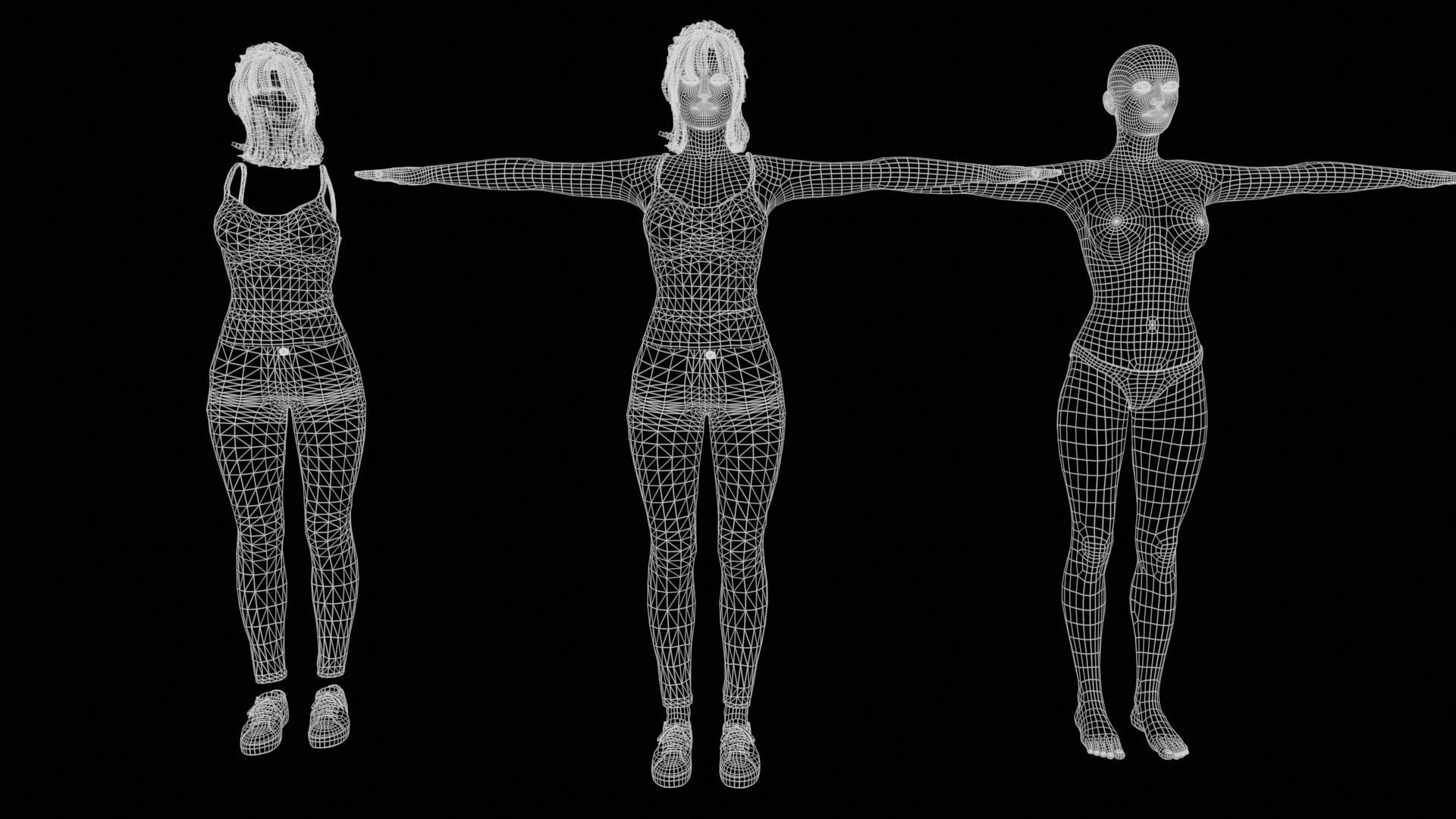 Realistic Girl naked woman Low-poly 3D model_50