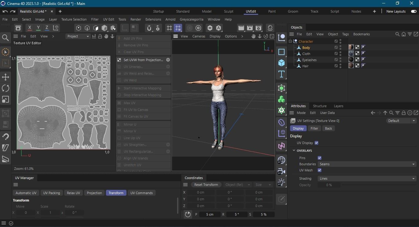 Realistic Girl naked woman Low-poly 3D model_28