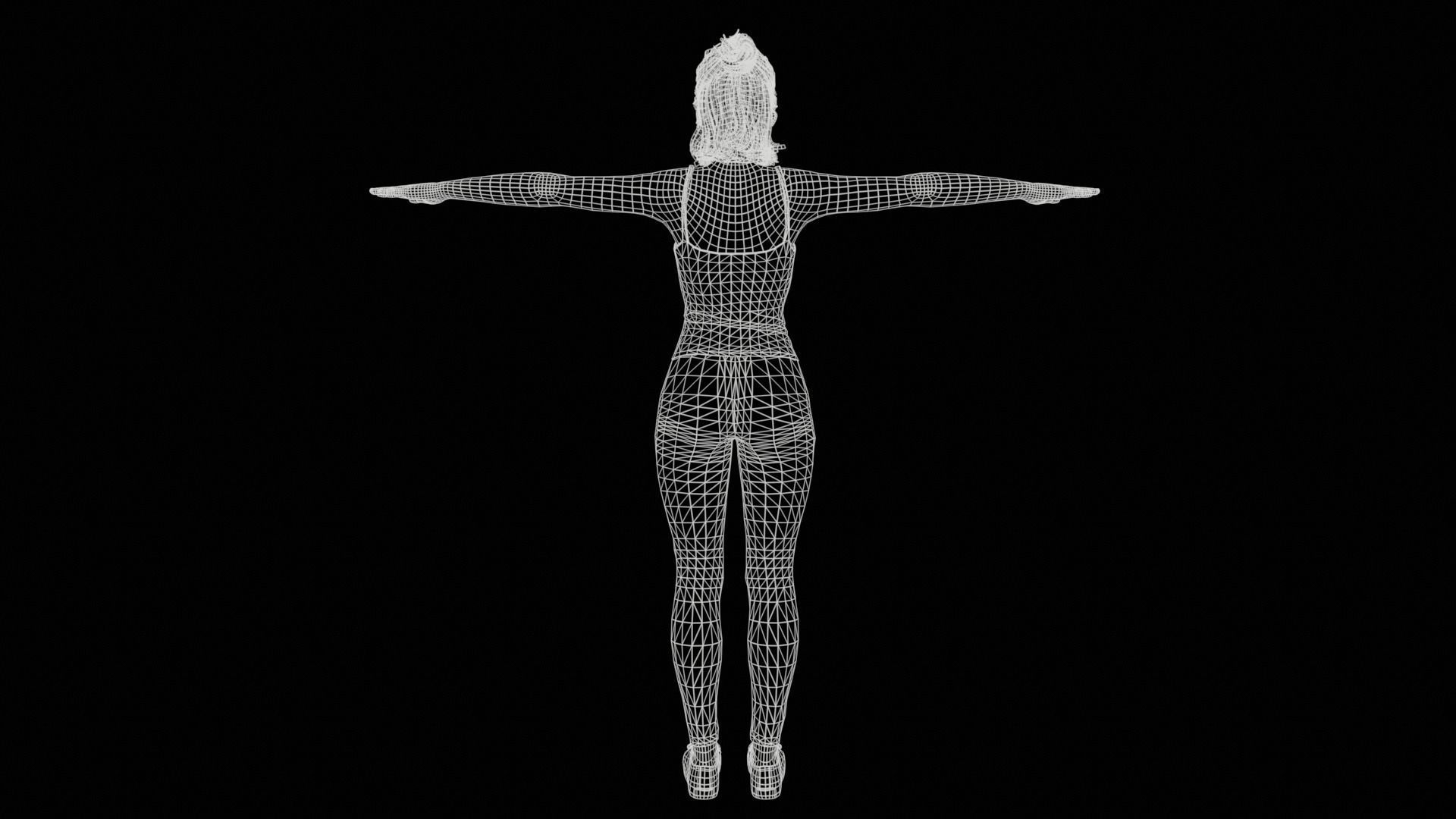 Realistic Girl naked woman Low-poly 3D model_46