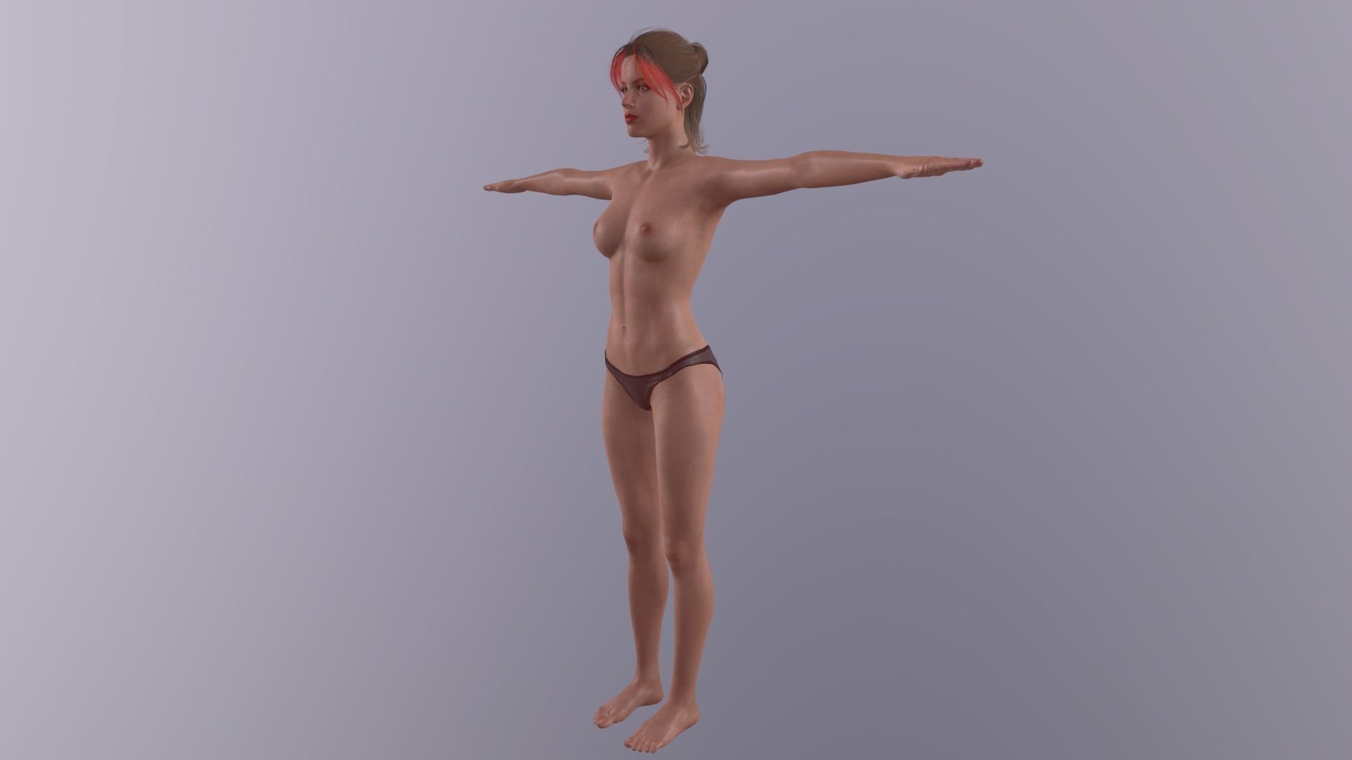 Realistic Girl naked woman Low-poly 3D model_11