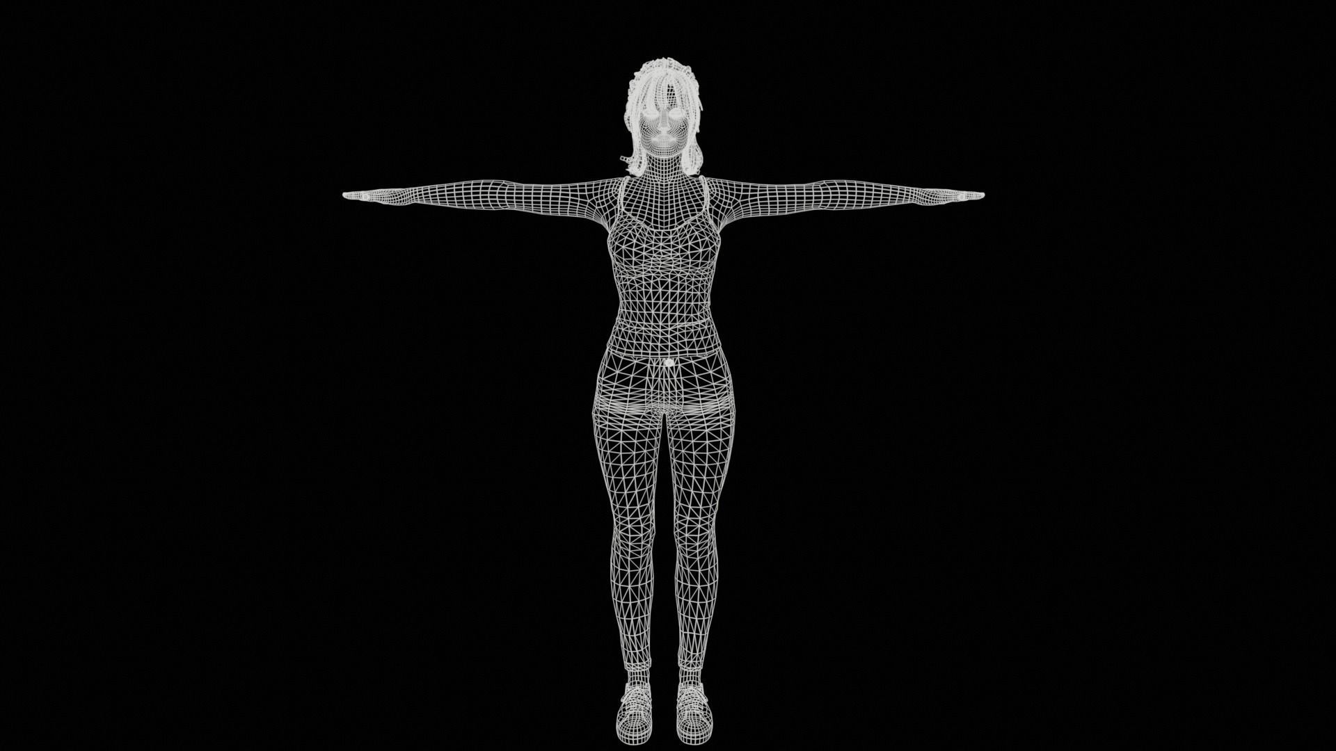 Realistic Girl naked woman Low-poly 3D model_43