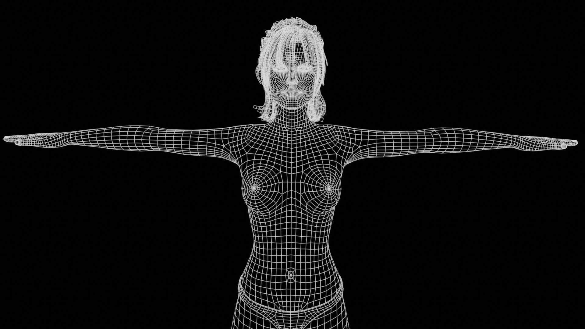 Realistic Girl naked woman Low-poly 3D model_32