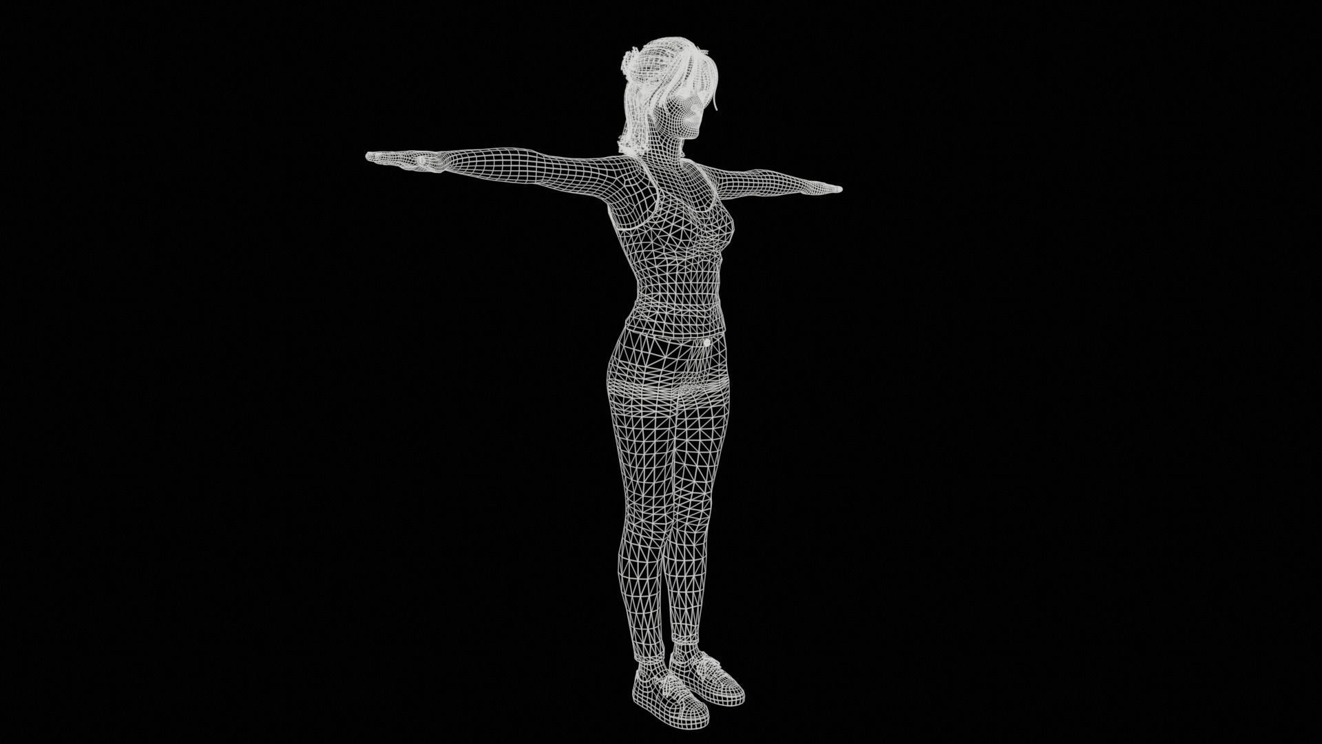 Realistic Girl naked woman Low-poly 3D model_48