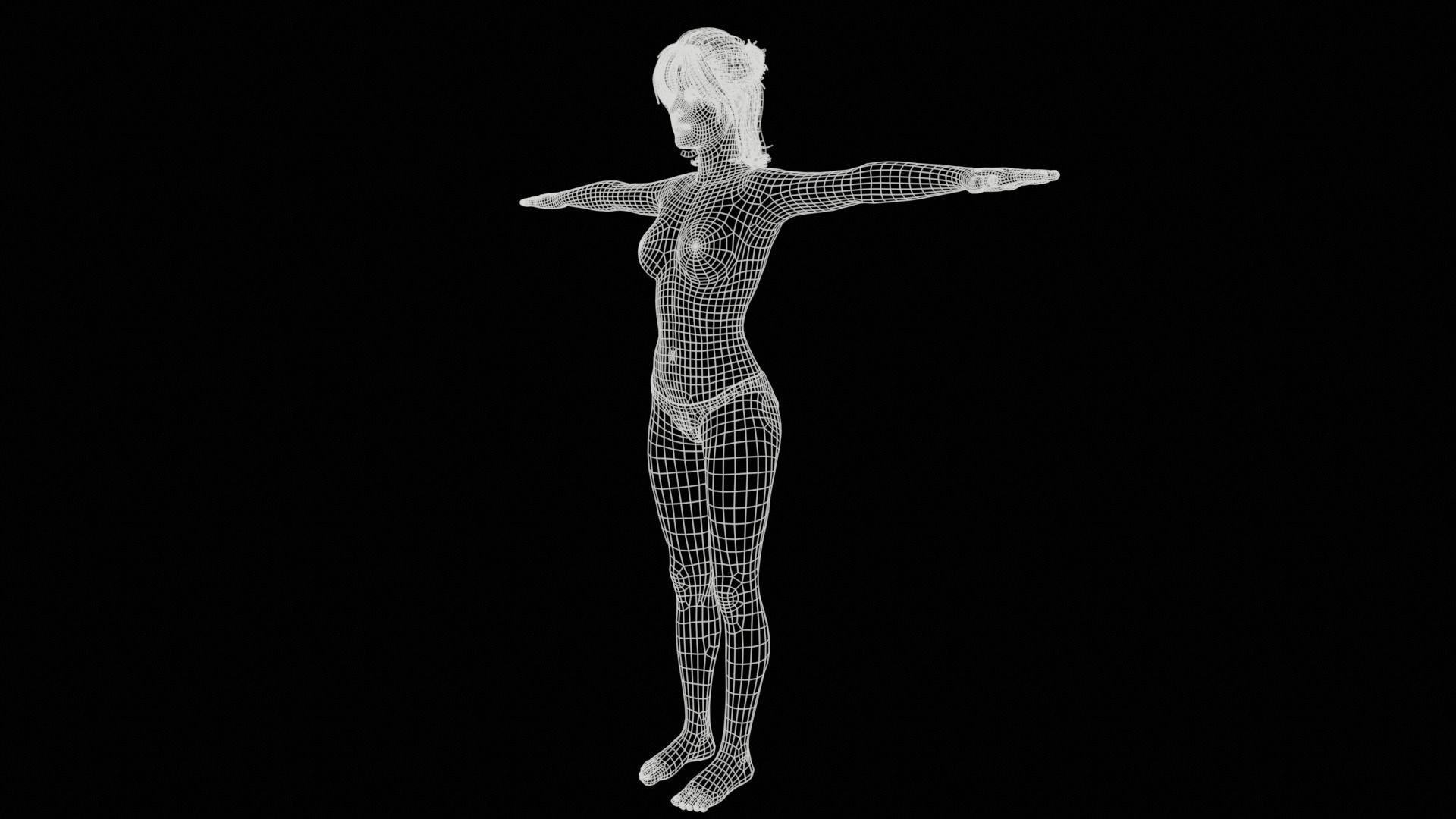 Realistic Girl naked woman Low-poly 3D model_33