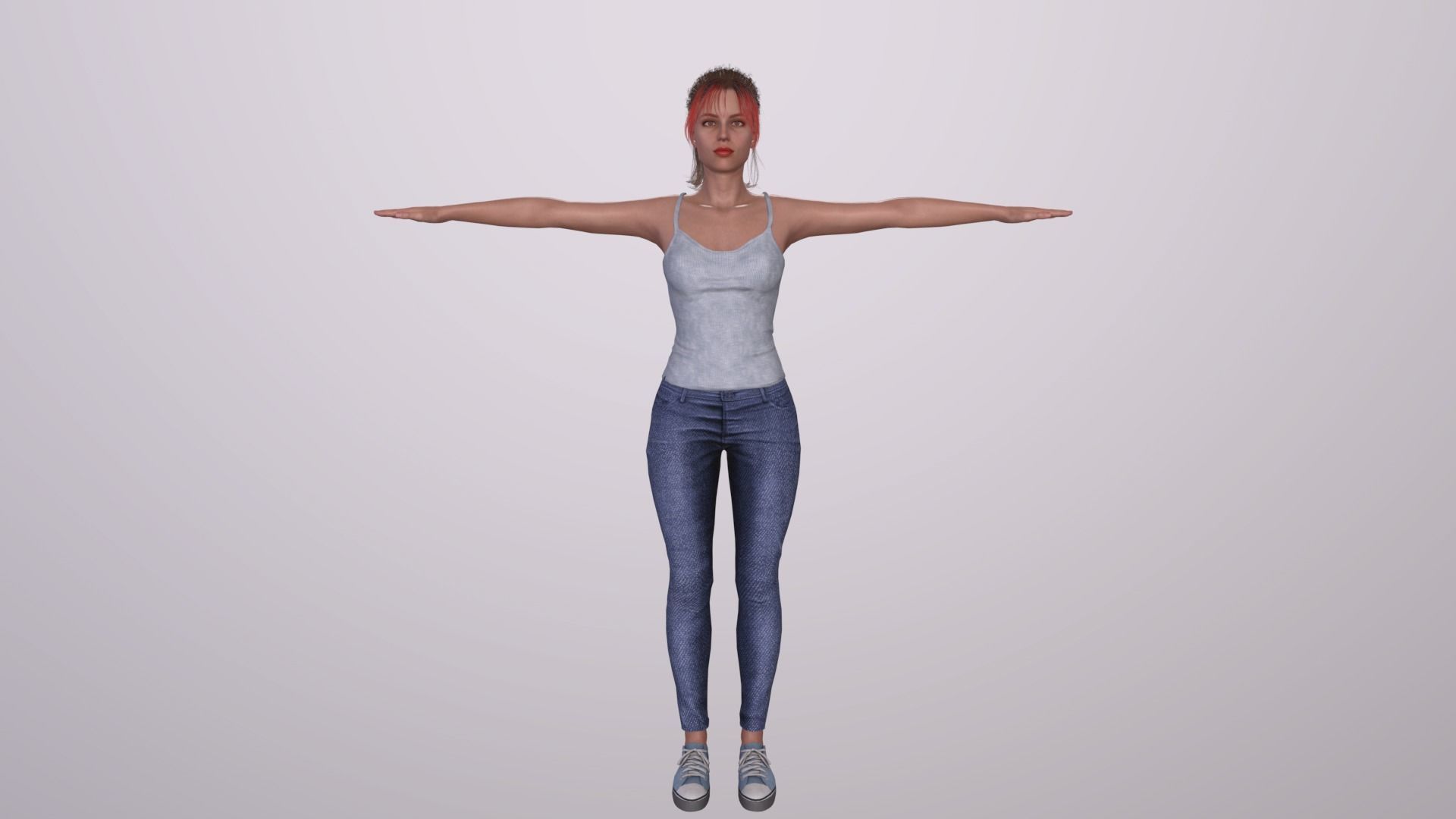 Realistic Girl naked woman Low-poly 3D model_20