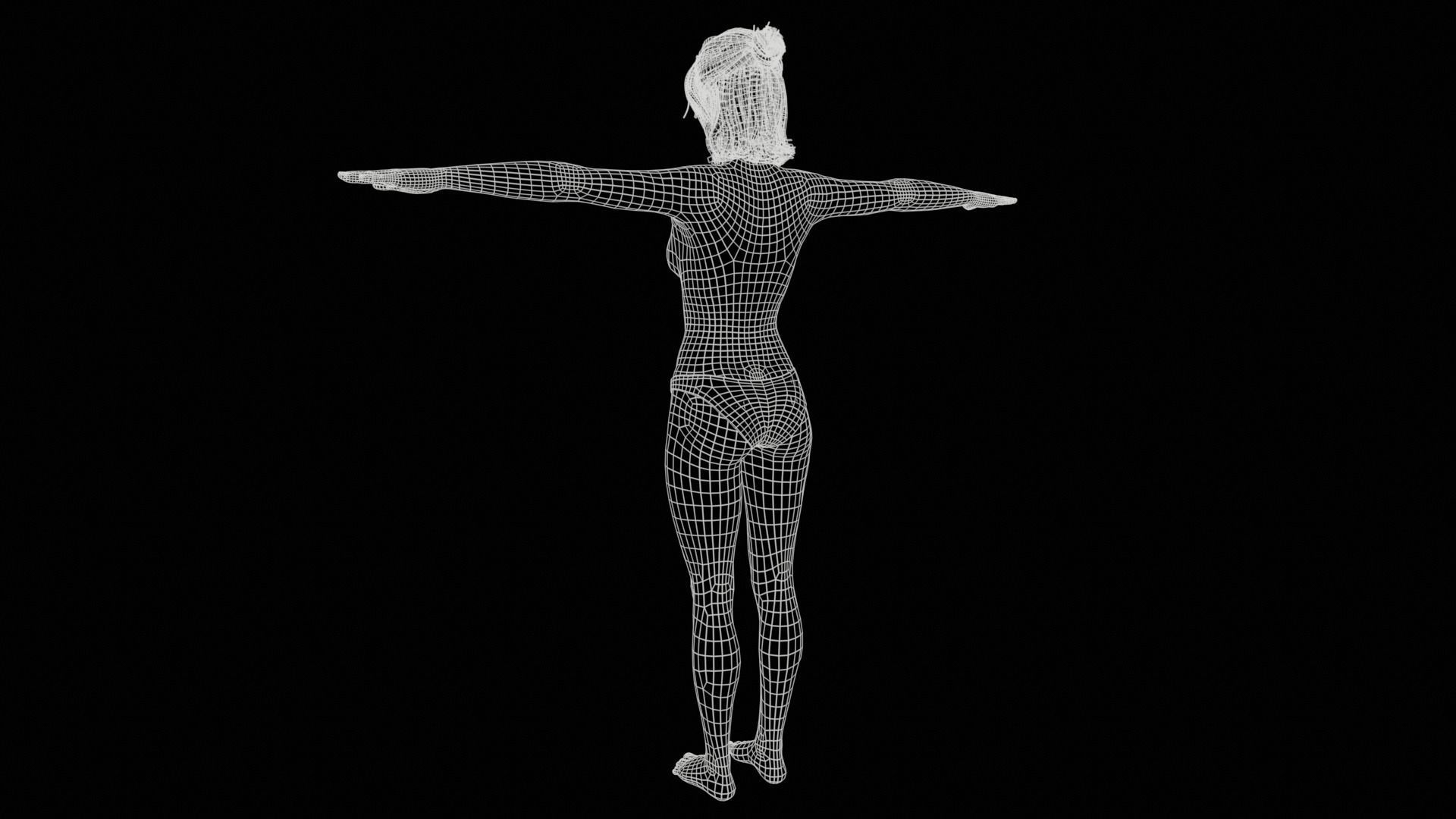 Realistic Girl naked woman Low-poly 3D model_34