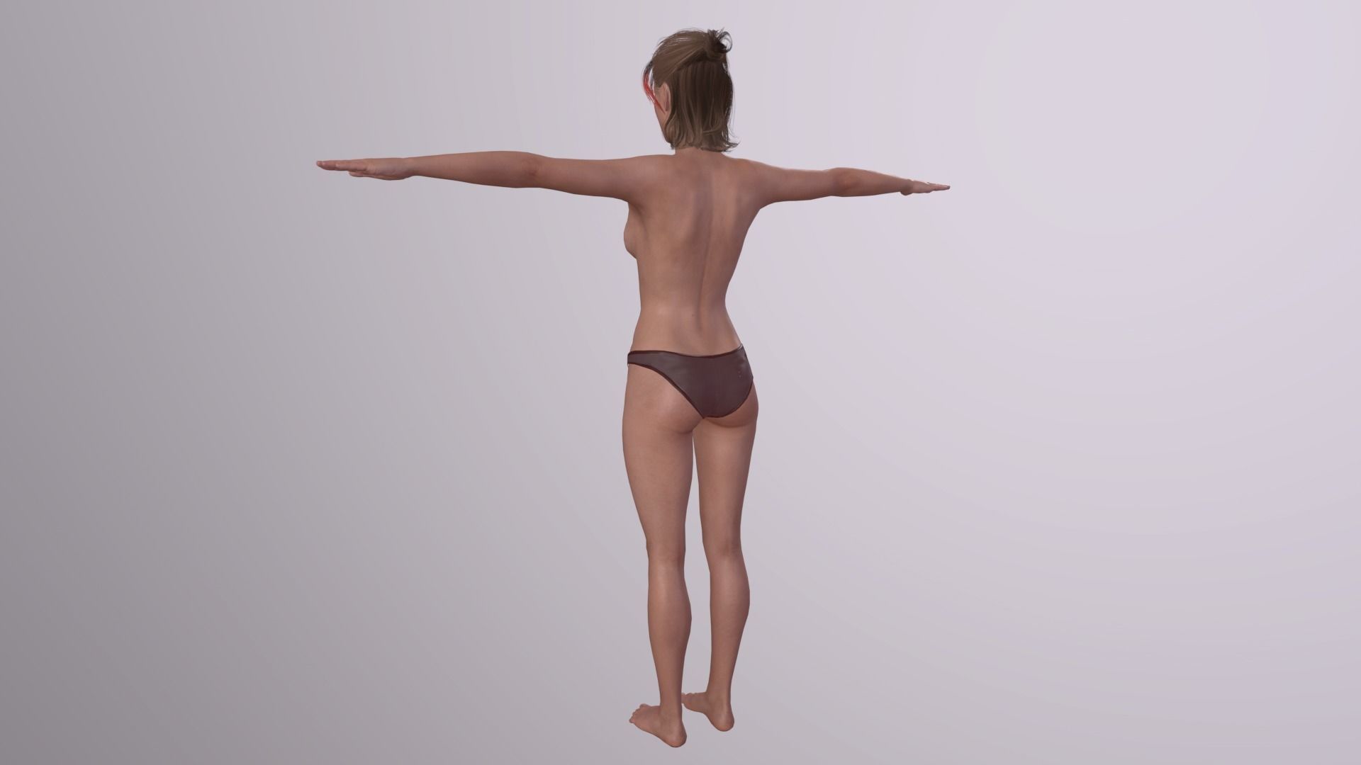 Realistic Girl naked woman Low-poly 3D model_12