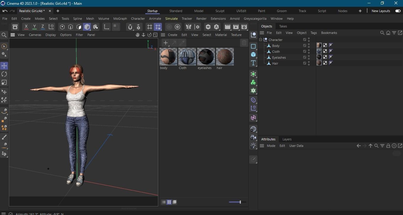 Realistic Girl naked woman Low-poly 3D model_27