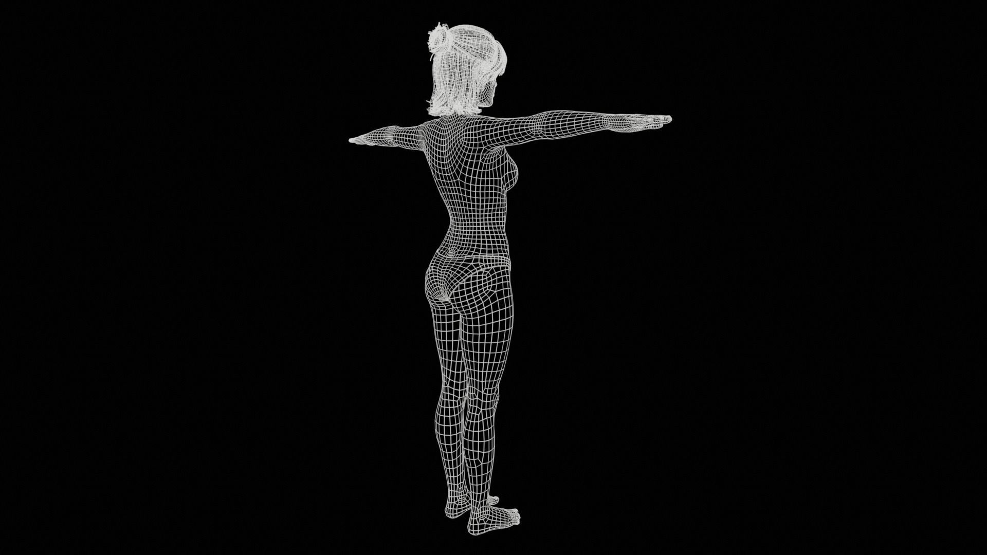 Realistic Girl naked woman Low-poly 3D model_36